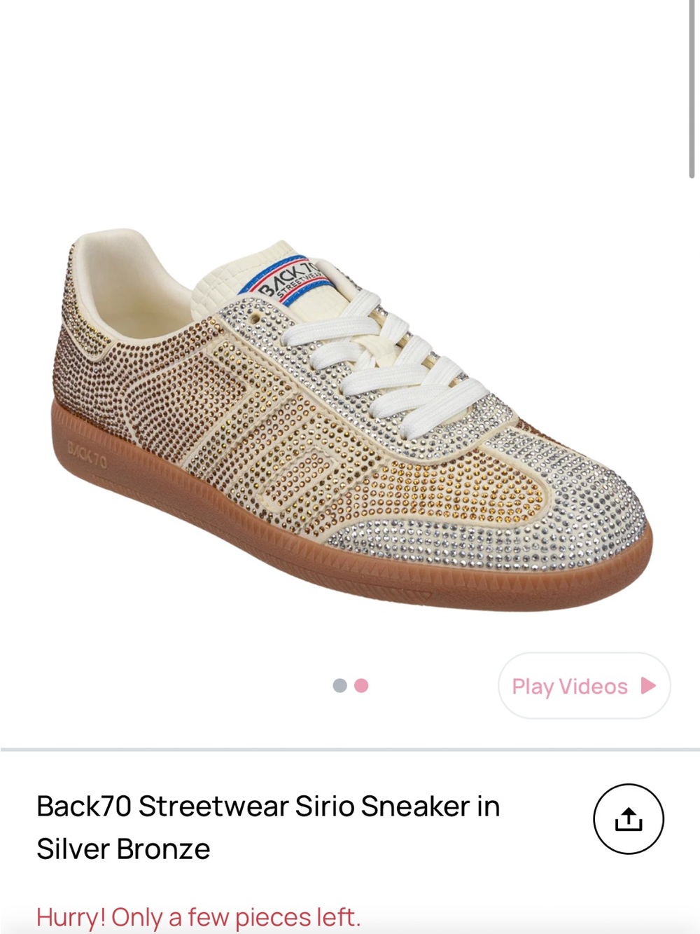 Back 70 Crystal-Studded Metallic Lace-Up Sneakers - Women's Gold and silver - Picture 7 of 7